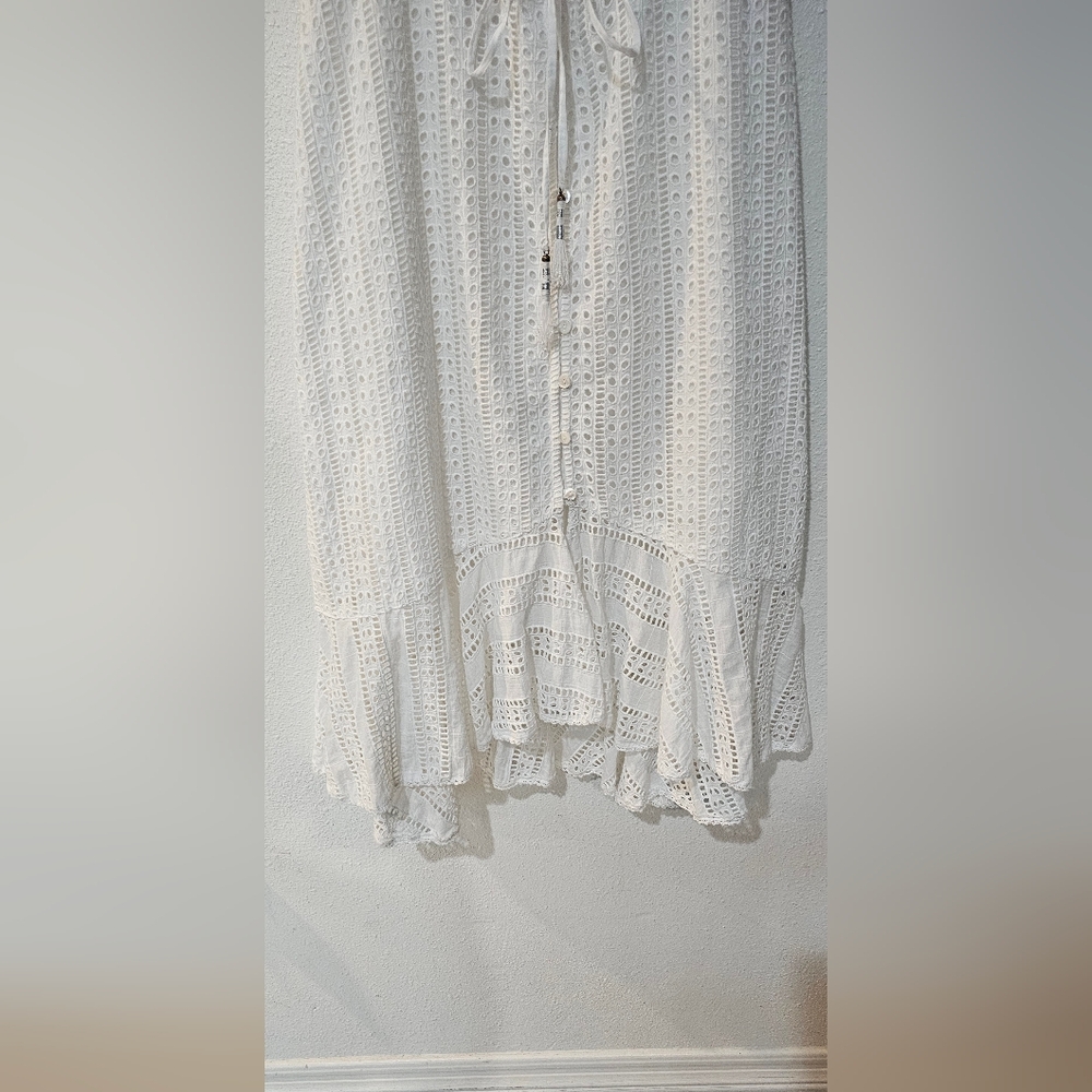 FARM Rio White Eyelet Midi Dress with Ruffle Hem - Picture 8 of 9